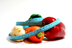 veggies with measuring tape