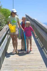 family going to beach